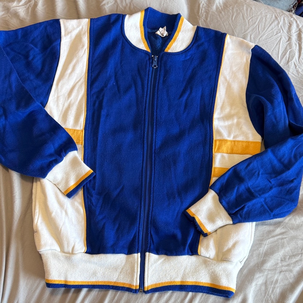 Blue and White Vintage Zip-Up track Jacket